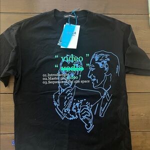 Taka Original Black Tee with Blue and White Graphic